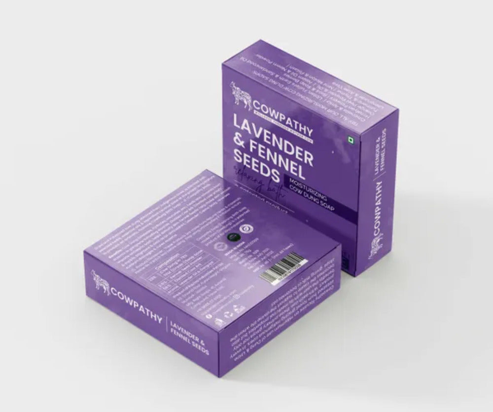 Cowpathy Cow Dung Lavender Moisturizing Bath Soap, 75gm front view