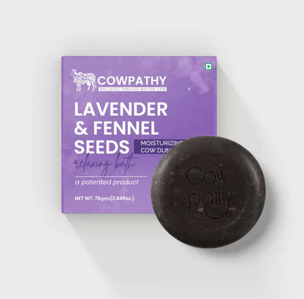 Cowpathy Cow Dung Lavender Moisturizing Bath Soap, 75gm front view