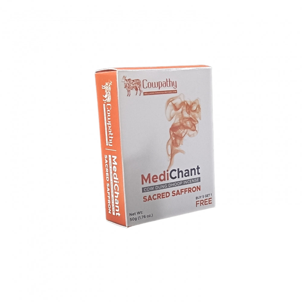 Cowpathy Medichant Cow Dung Incense Sticks - Sacred Saffron, 60 Sticks front view