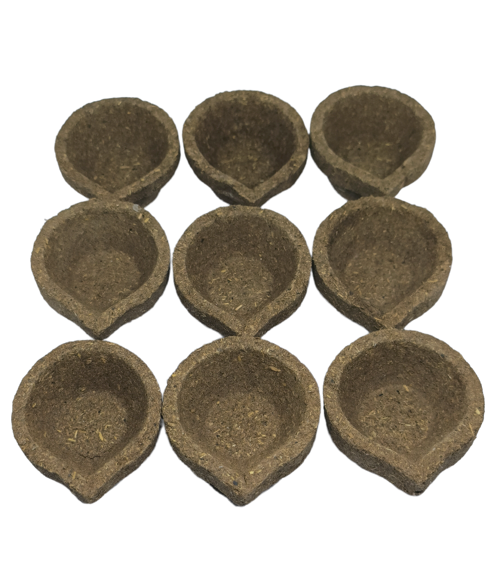 Cow Dung Diya, 32 diye front view