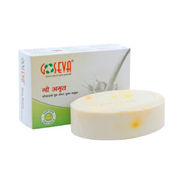 Gau Amrit Milk Kesar Bath Soap, 75gm front view