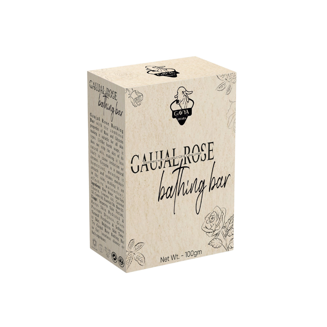 Gavyadhara Rose Ayurvedic Soap, 100gm front view