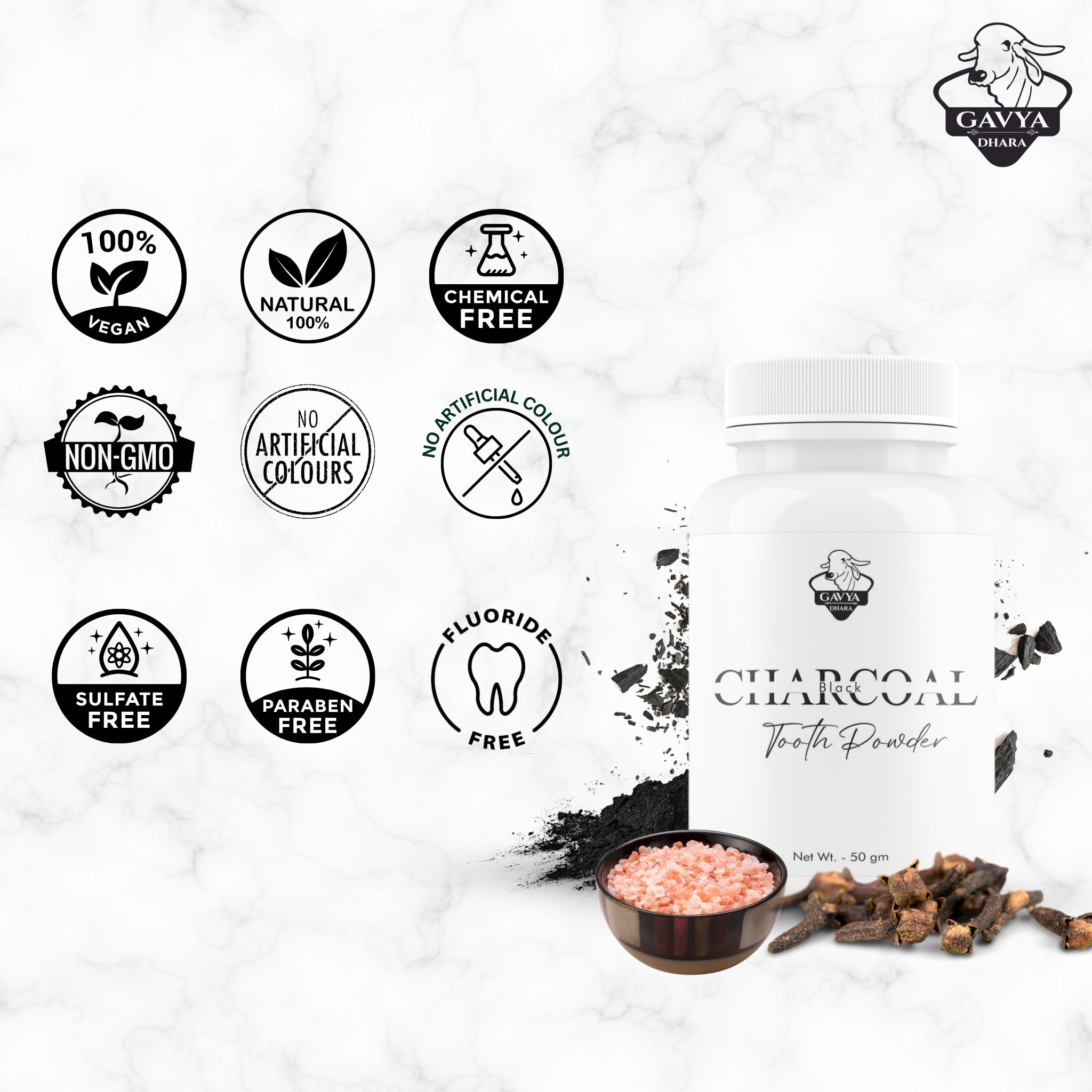 Gavyadhara Cow Dung Charcoal Tooth Powder, 50gm