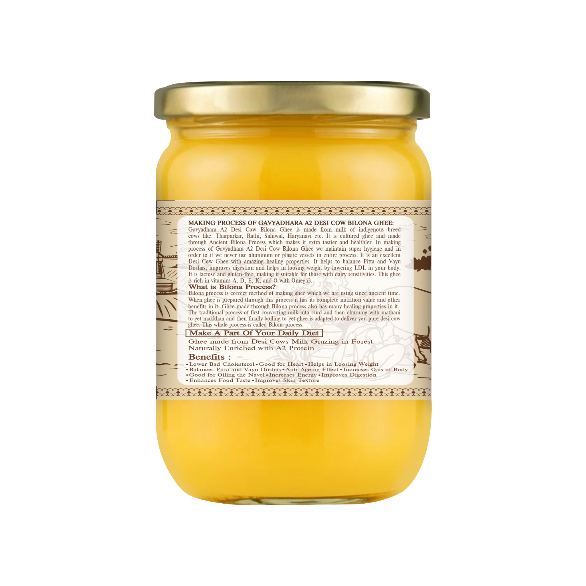 Gavyadhara Bhadve ka Ghee - A2 Desi Cow Bilona Ghee, 1Ltr