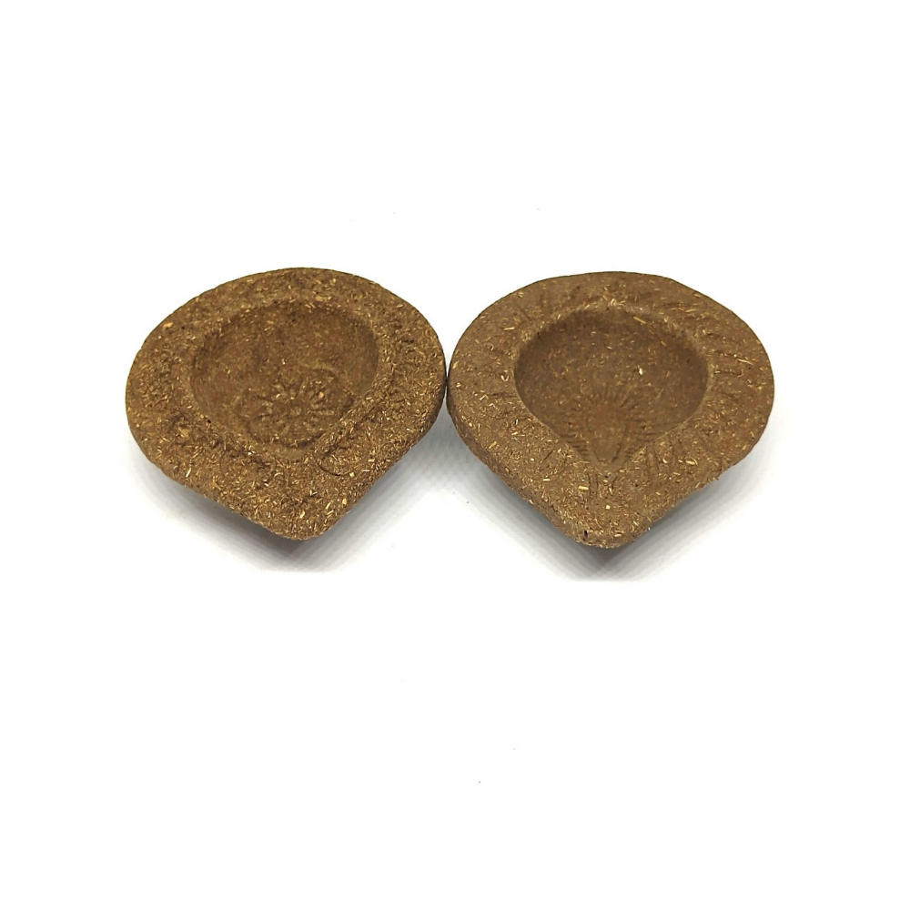 Designer Cow Dung Diya (Pack of 12 Diya)