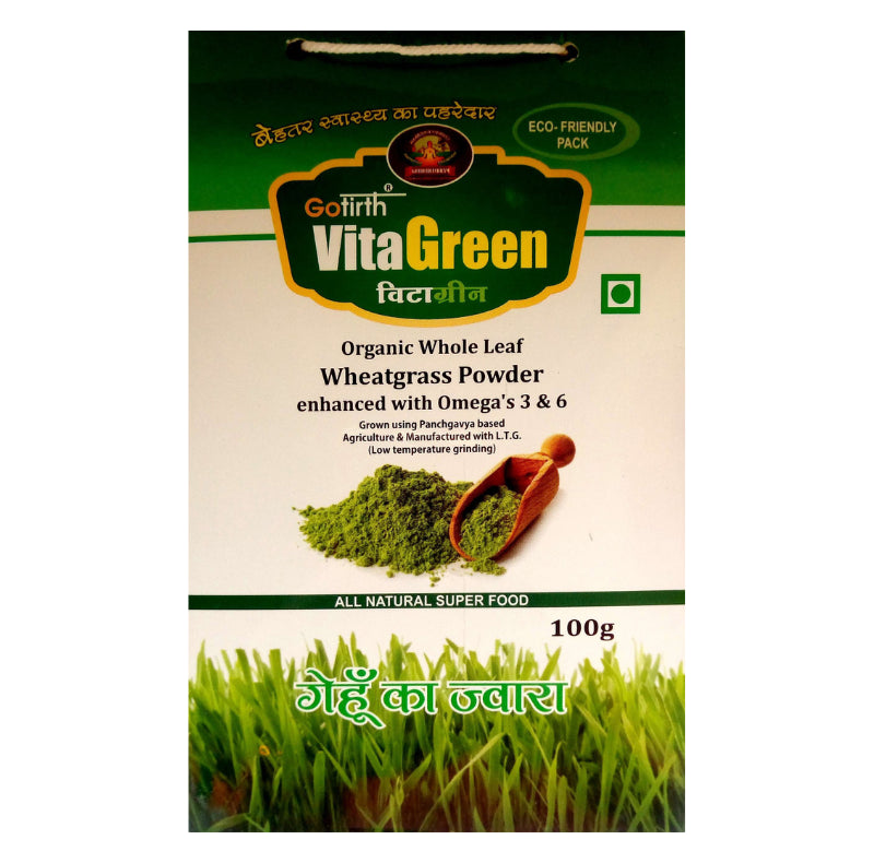 Gotirth Vitagreen Wheatgrass Powder, 100gm front view