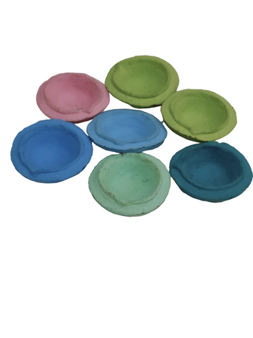 Cow Dung Diya - Coloured (Pack of 15 Diya) front view