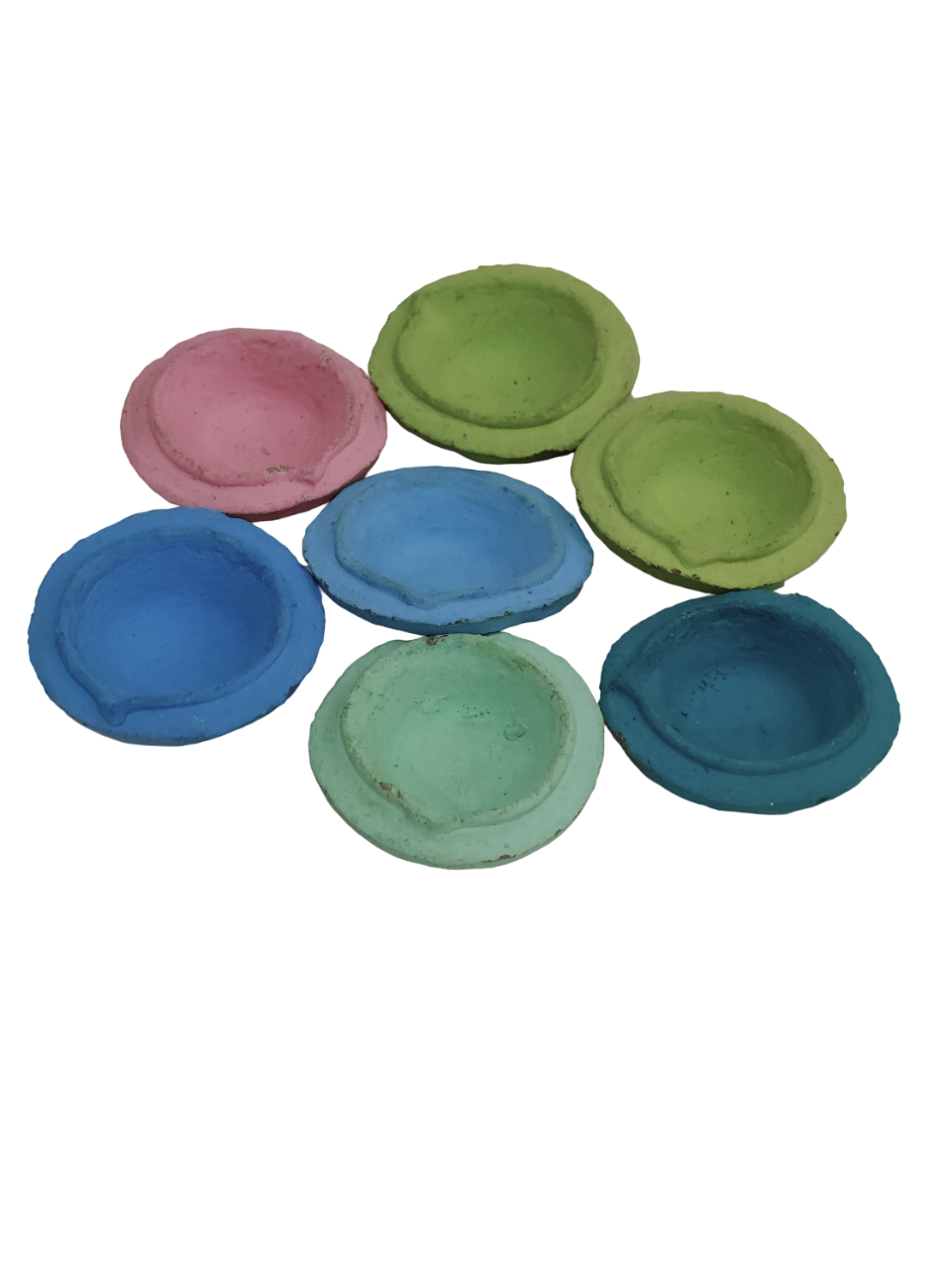 Cow Dung Diya - Coloured (Pack of 15 Diya)