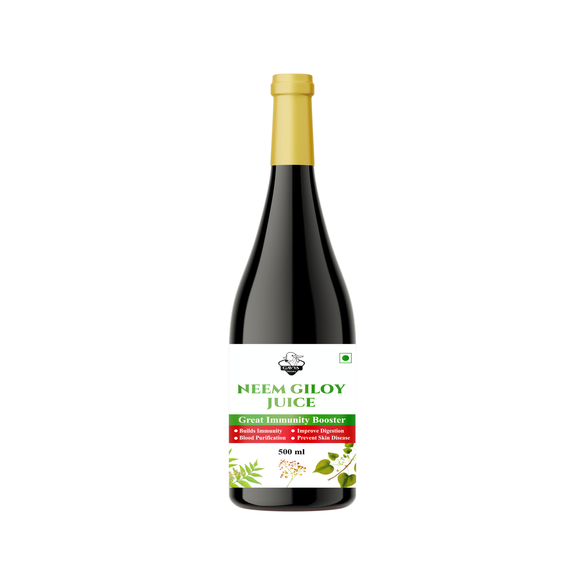 Gavyadhara Neem Giloy Juice with Tulsi, 500ml front view