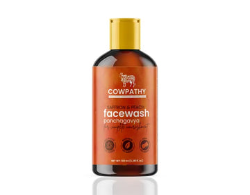 Cowpathy Saffron & Peach Face Wash, 100ml front view