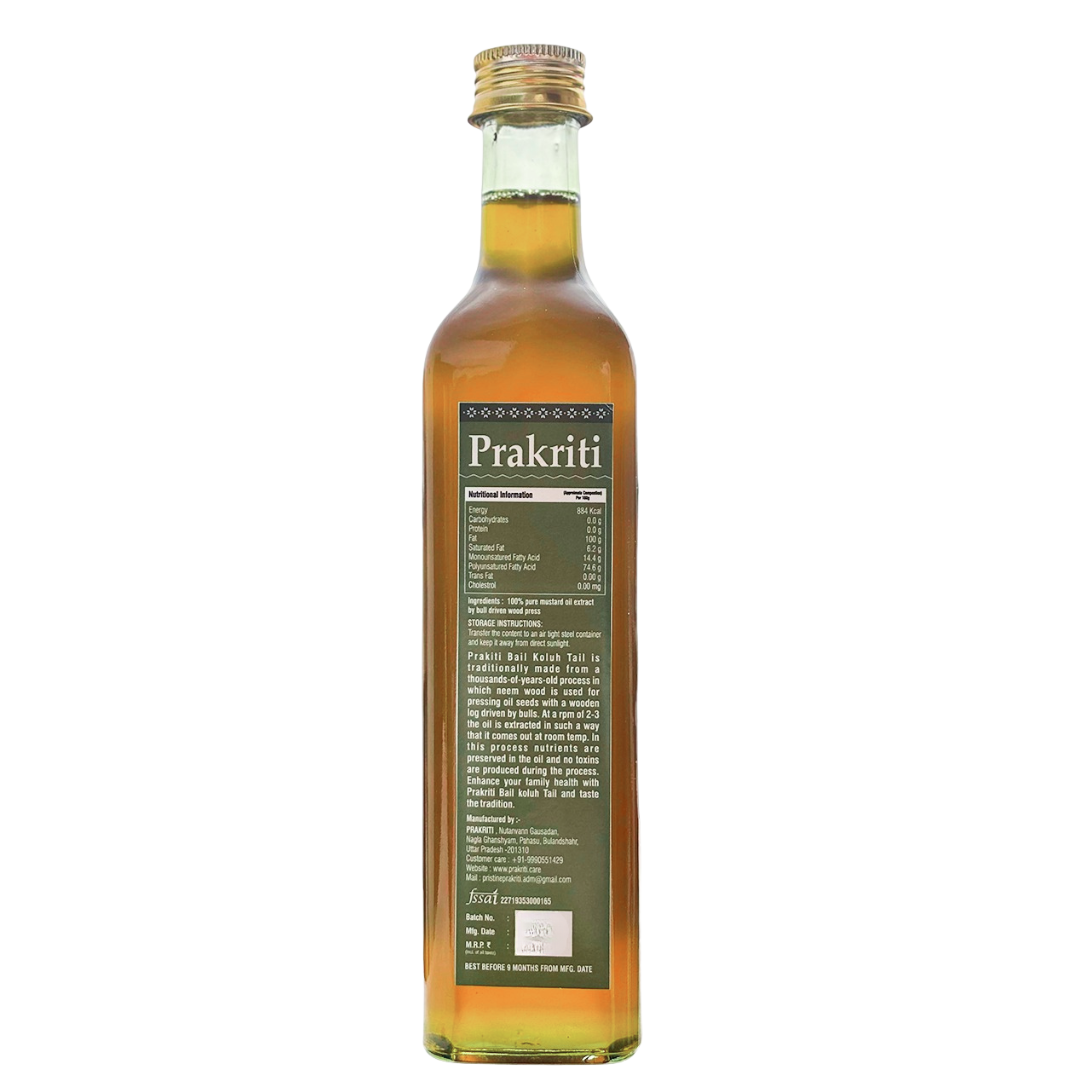 Pure Black Mustard Oil – Bull-Driven, Cold-Pressed & Unrefined for Heart & Hair Health, 500ml