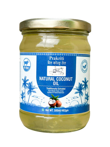 Natural Coconut Oil – Bull-Driven, Cold-Pressed & Unrefined for Pure Nutrition, 500ml front view