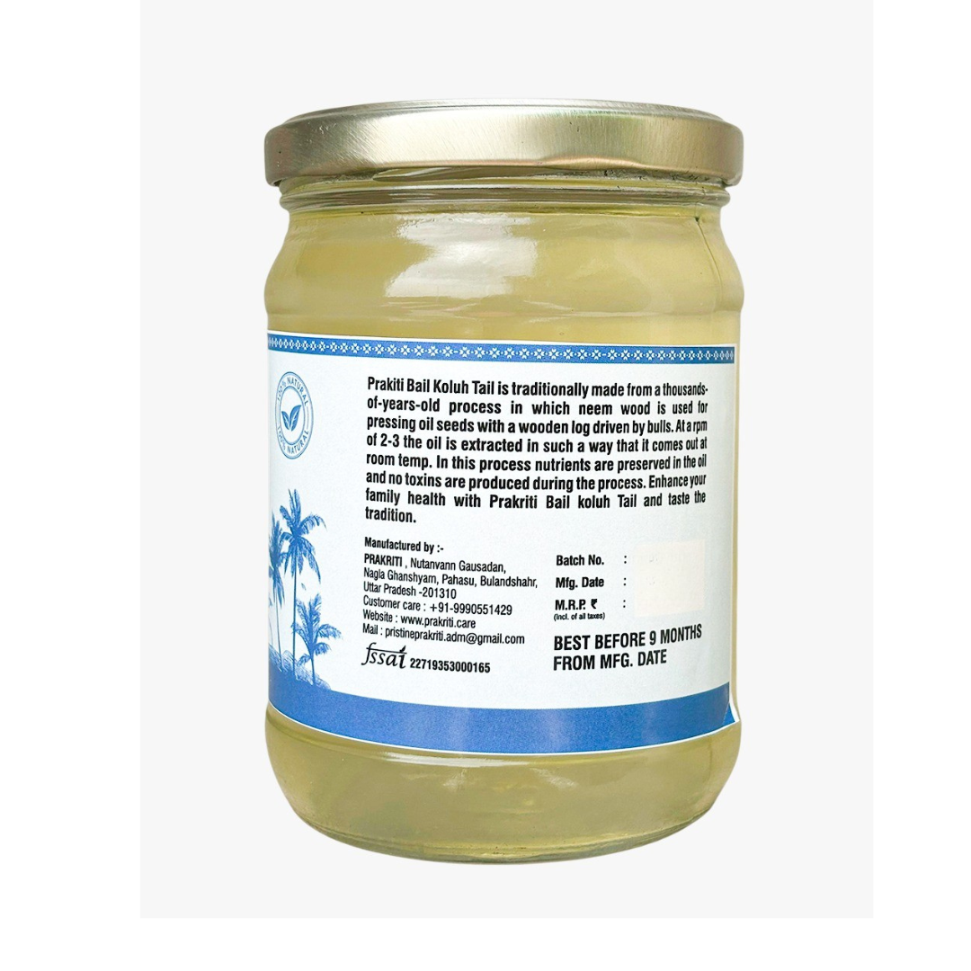 Natural Coconut Oil – Bull-Driven, Cold-Pressed & Unrefined for Pure Nutrition, 500ml