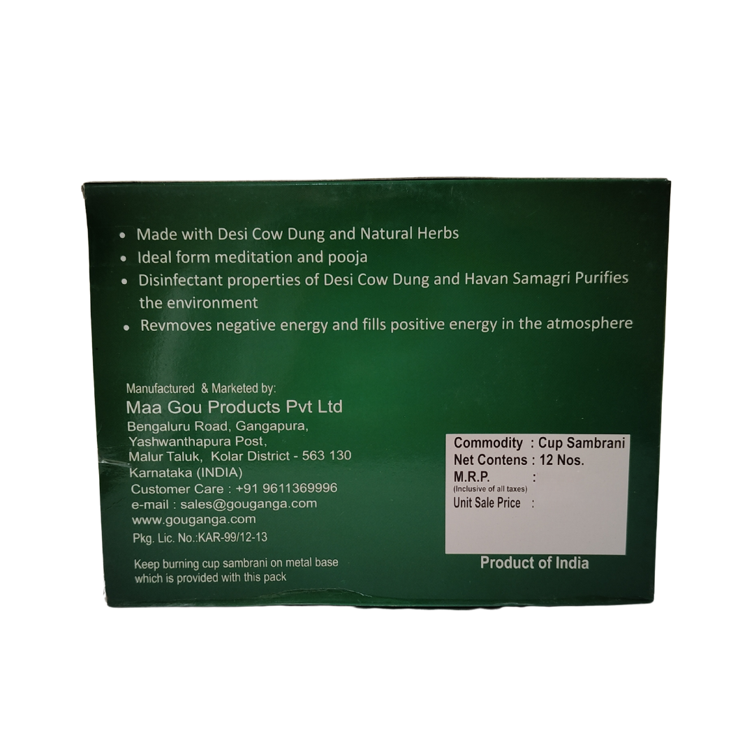 Gou Ganga Aromatic Sambrani Cup, 12 Cups Pack front view