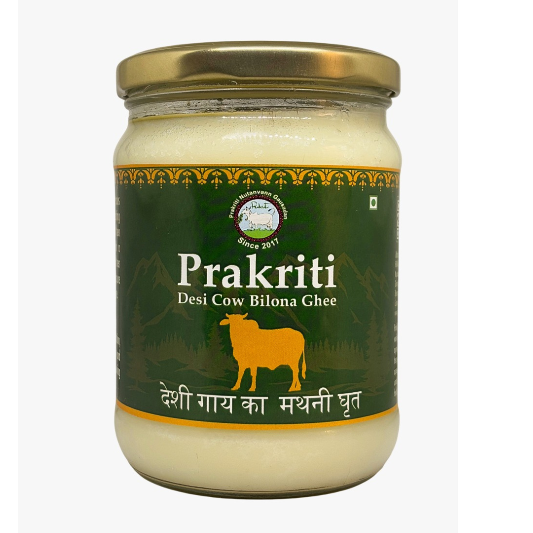 Prakriti Desi Cow Bilona Ghee, 500ml front view