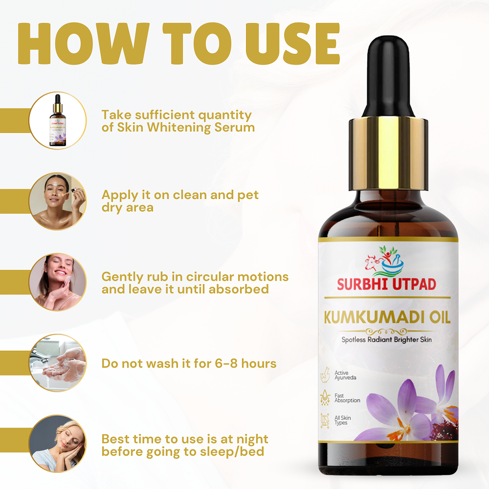 Ayurvedic Kumkumadi Oil for Anti Ageing Skin – Ancient Ayurveda Formula with 26 Herbs for Glow & Spot Removal, 15ml Bottle