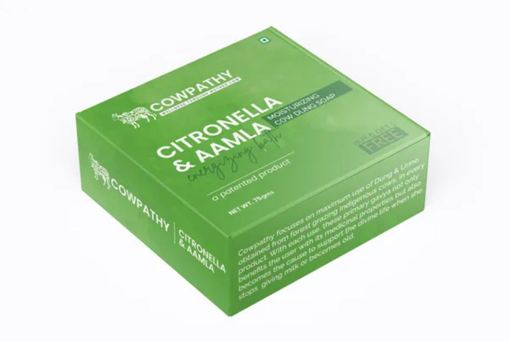 Cowpathy Cow Dung Citronella and Amla Moisturizing Bath Soap, 75gm front view