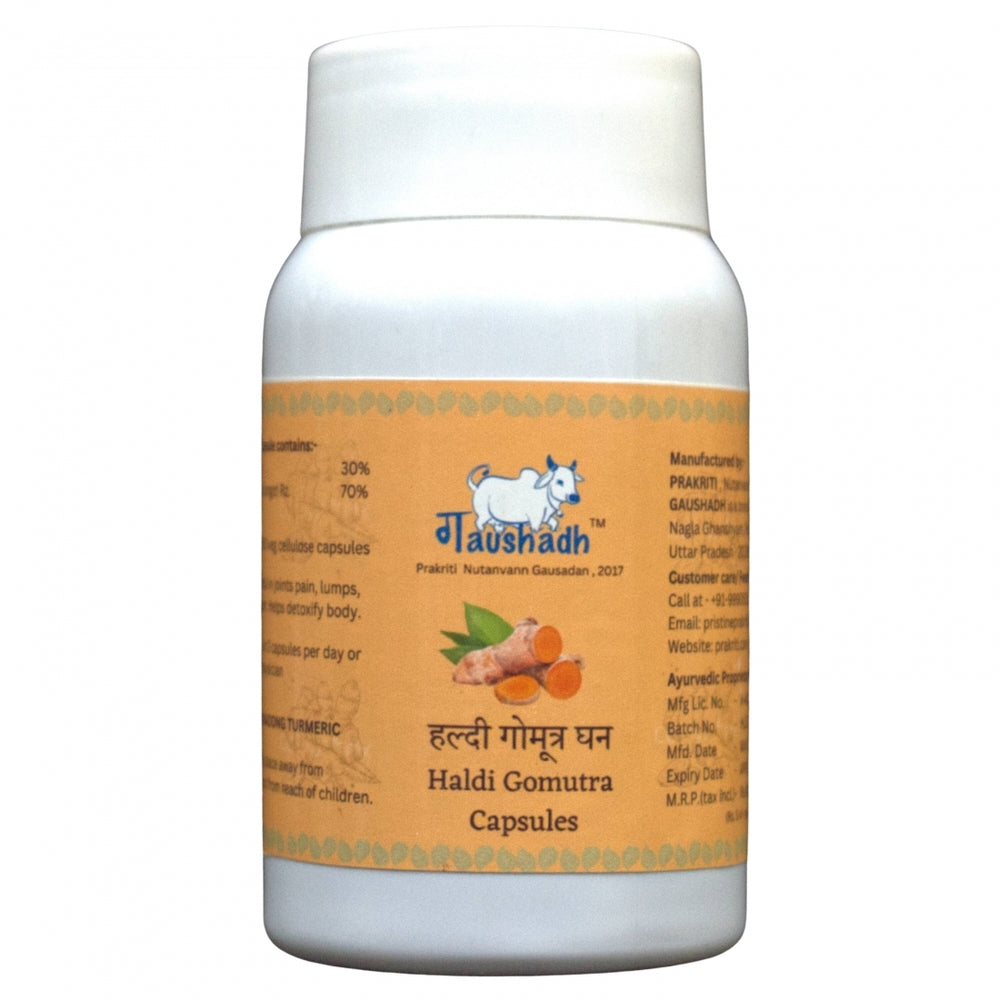 Prakriti Haldi Gomutra Ghan Capsule - 90 Capsules front view