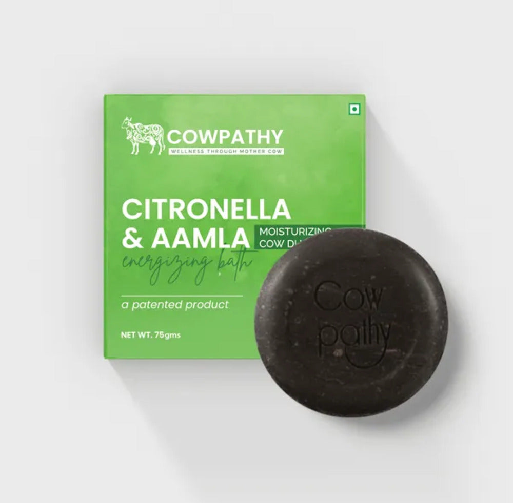 Cowpathy Cow Dung Citronella and Amla Moisturizing Bath Soap, 75gm front view
