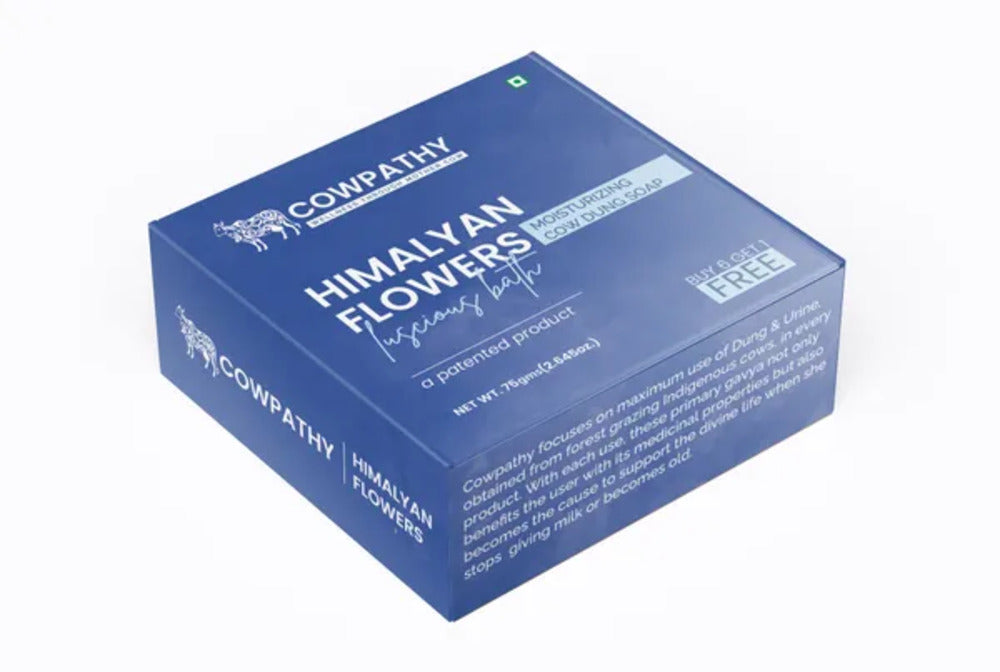 Cowpathy Cow Dung Himalayan Flowers Moisturizing Bath Soap, 75gm front view