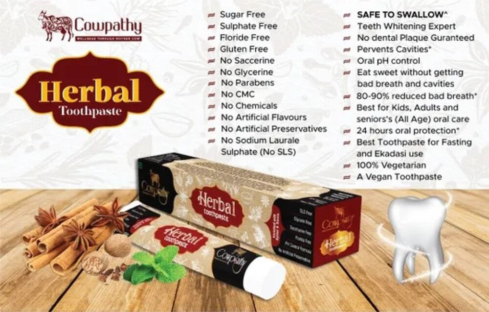 Fluoride & SLS-Free Herbal Toothpaste – Gentle on Gums, Fights Plaque Naturally, 100gm