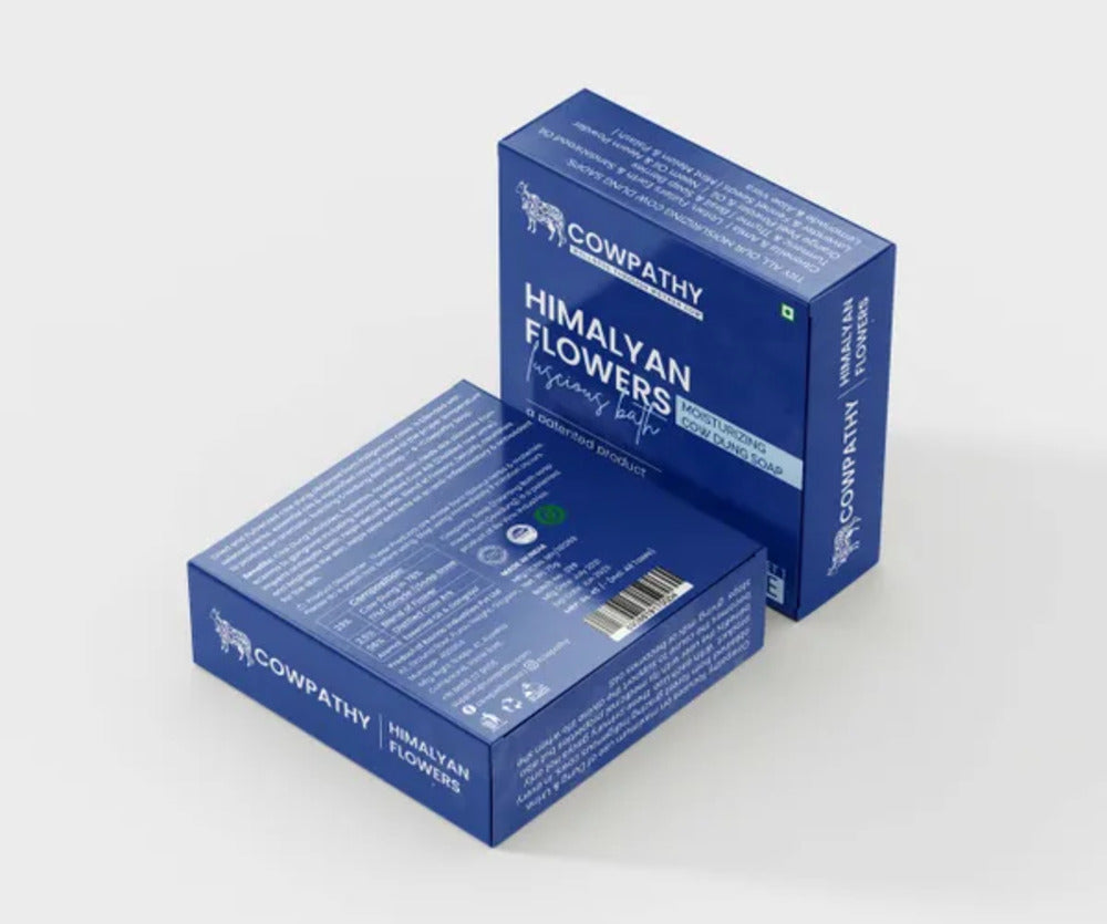 Cowpathy Cow Dung Himalayan Flowers Moisturizing Bath Soap, 75gm front view