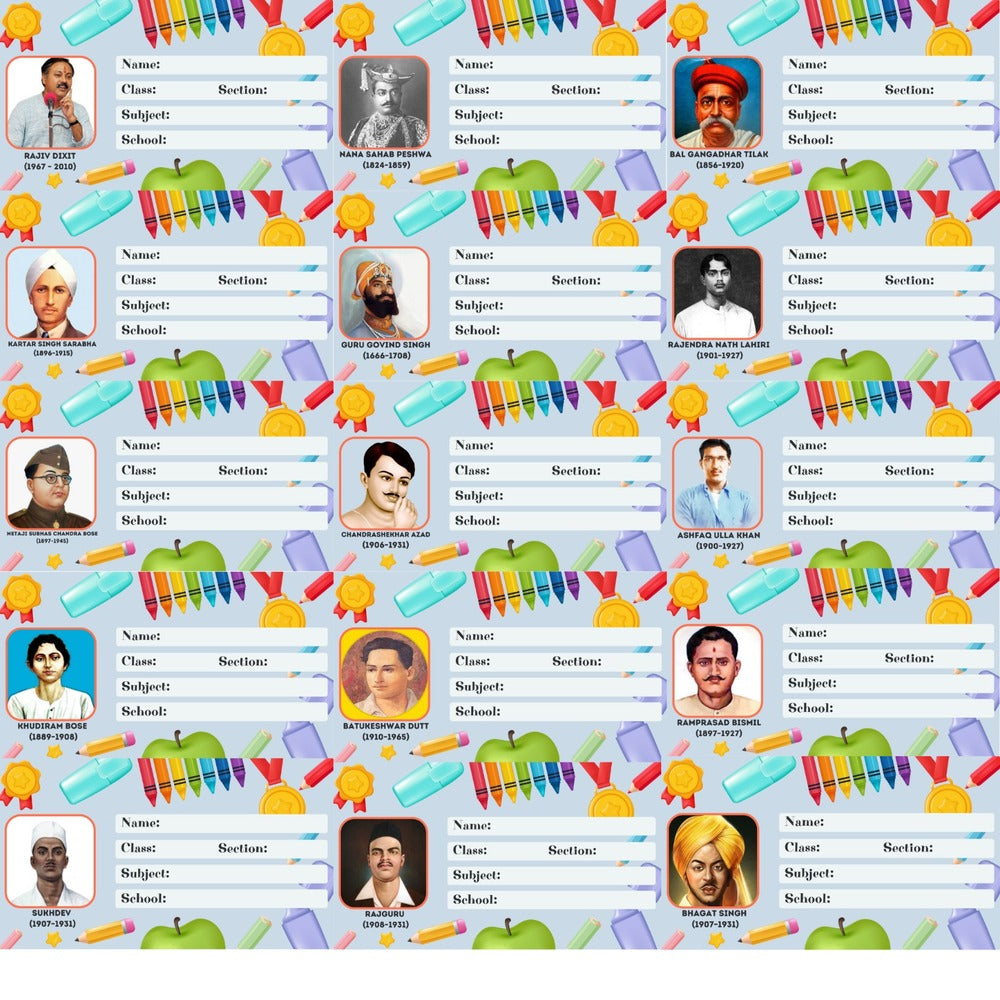 Book Name Slips with Great Warrior Images, 33 Slips front view