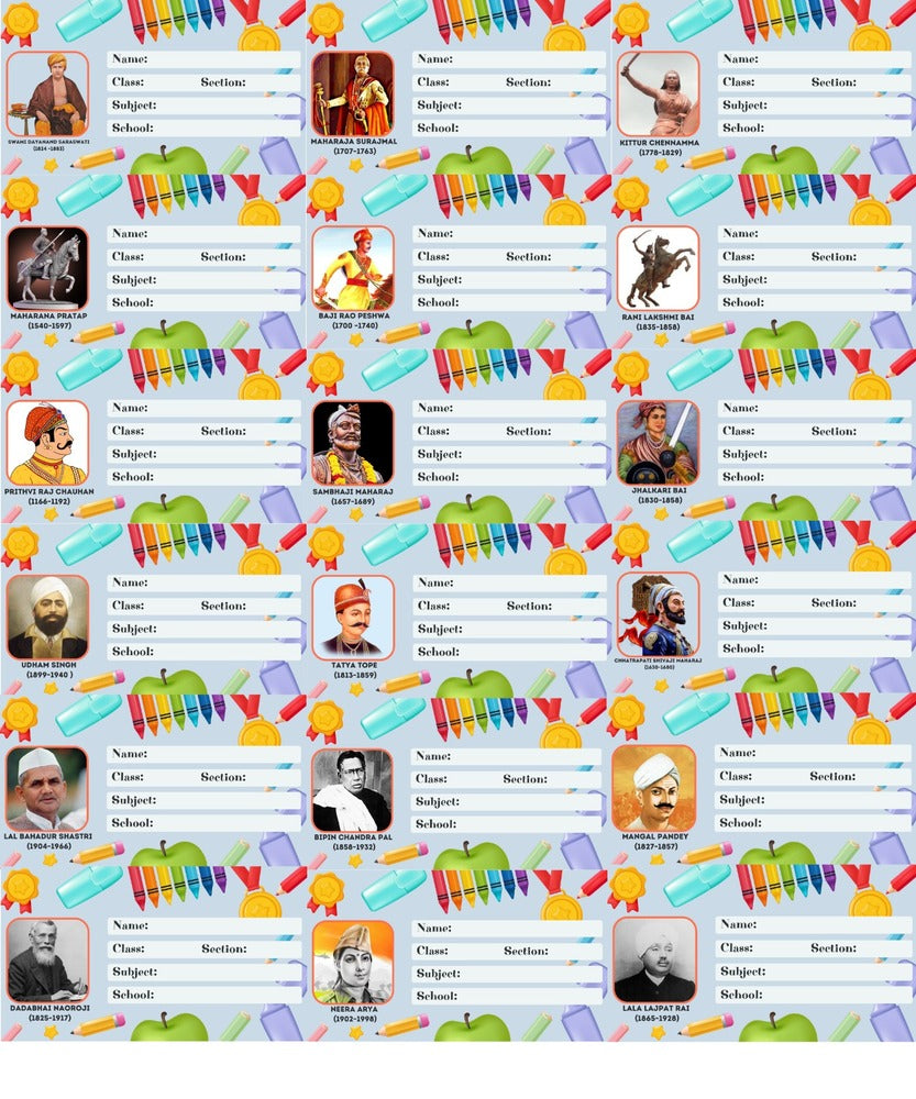 Book Name Slips with Great Warrior Images, 33 Slips front view