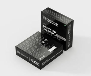 Cowpathy Cow Dung Activated Charcoal Bath Soap with Shea Butter, 75gm front view