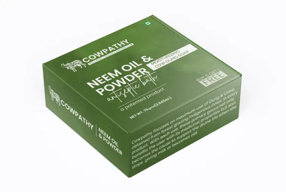 Cowpathy Cow Dung Neem Moisturizing Bath Soap, 75gm front view