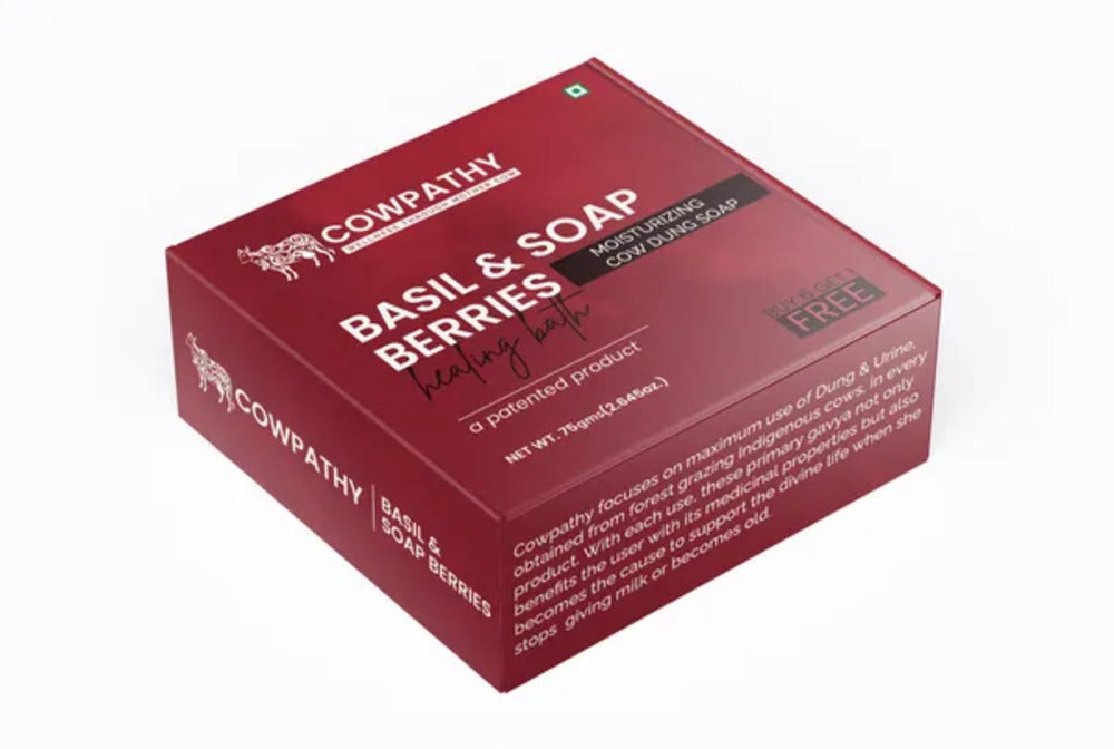 Cowpathy Cow Dung Tulsi Moisturizing Bath Soap, 75gm front view