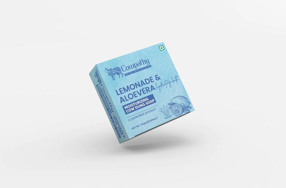 Cowpathy Cow Dung Lemonade Bath Soap with Aloevera, 75gm front view