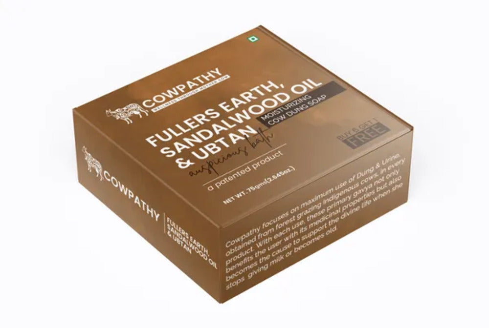 Cowpathy Cow Dung Ubtan Bath Soap, 75gm front view