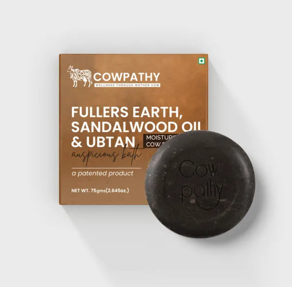 Cowpathy Cow Dung Ubtan Bath Soap, 75gm front view