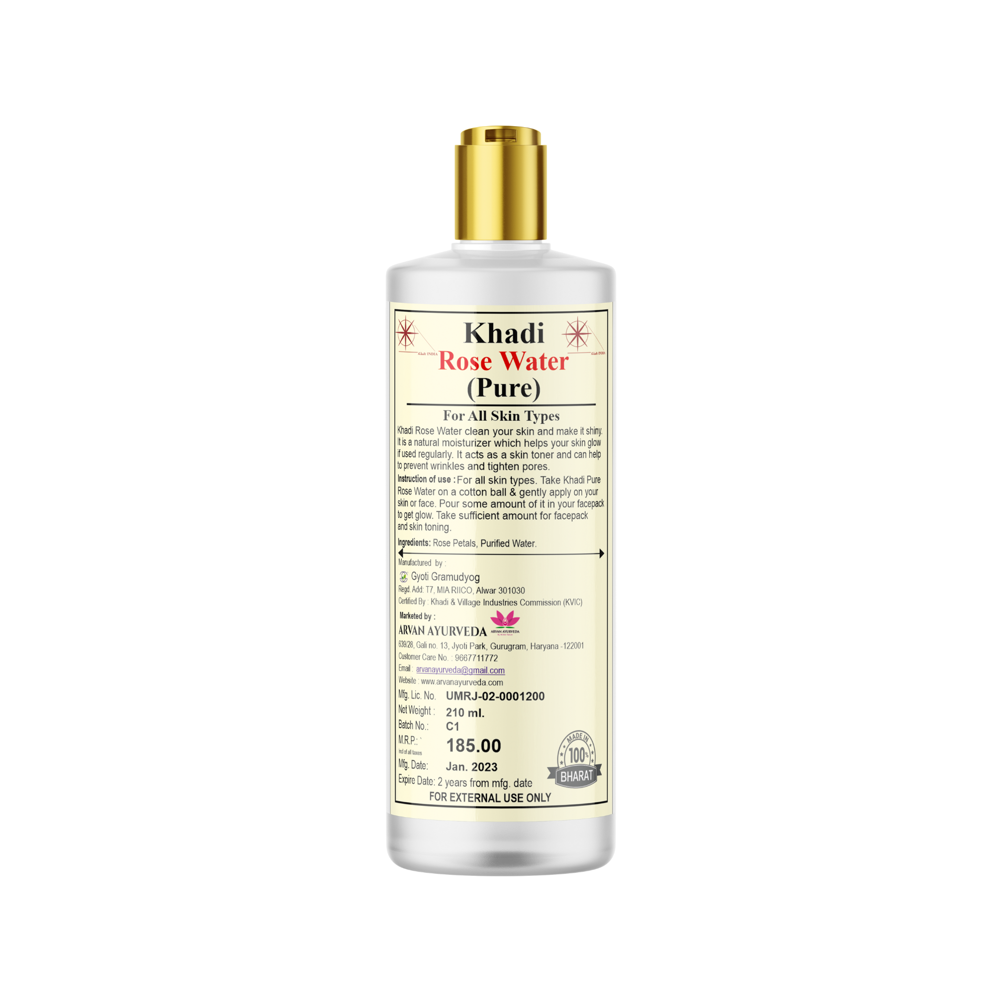 Khadi Pure Rose Water, 210ml