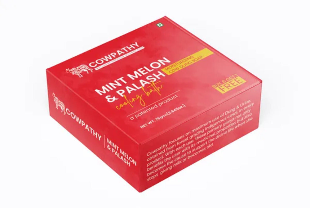 Cowpathy Cow Dung Mint and Palash Moisturizing Bath Soap, 75gm front view
