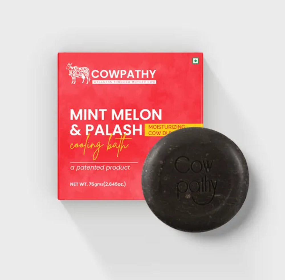 Cowpathy Cow Dung Mint and Palash Moisturizing Bath Soap, 75gm front view