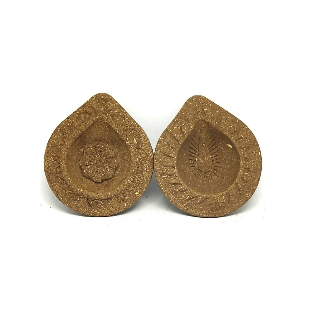 Designer Coloured Cow Dung Diya (Pack of 12 Diya)