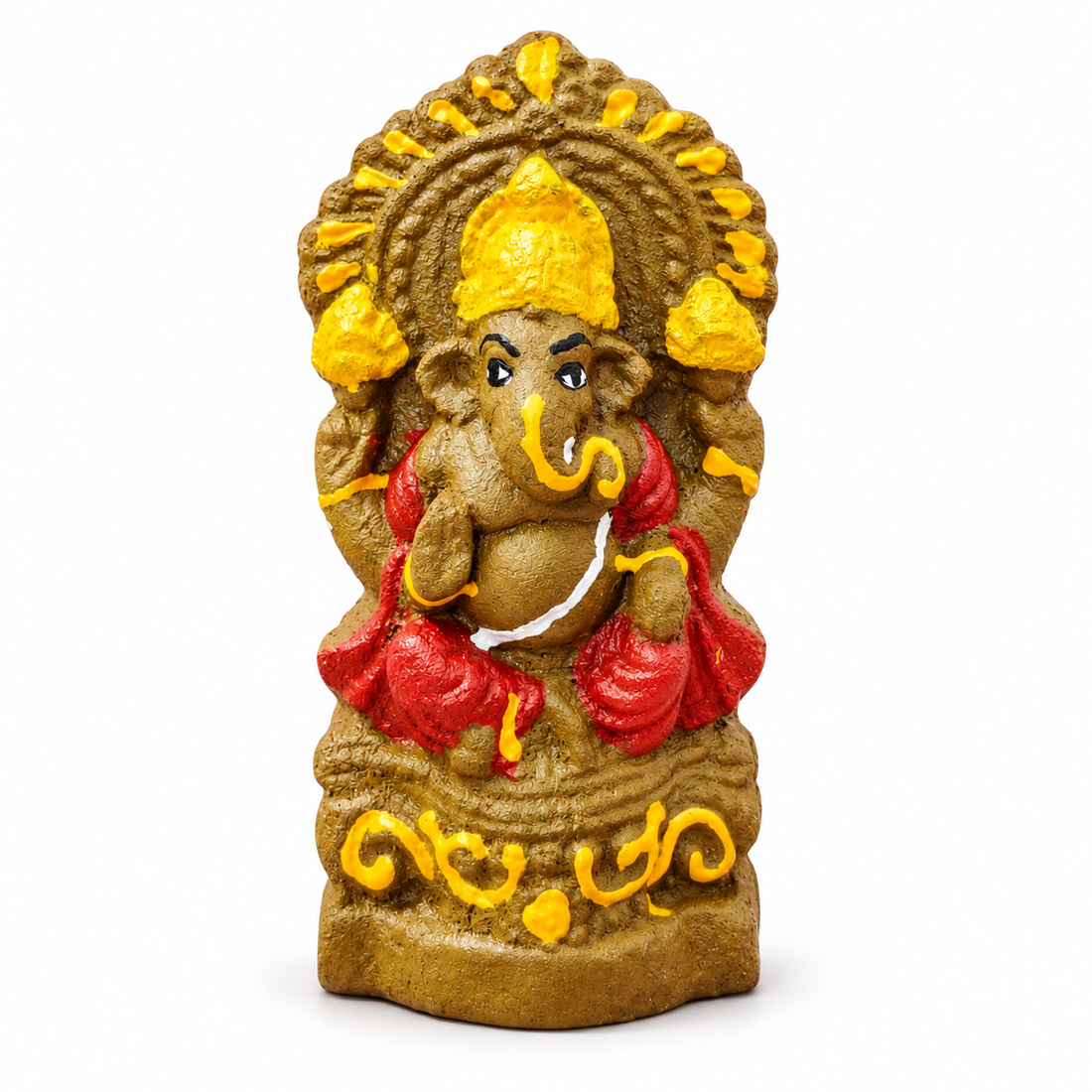 Shri Laxmi Ganesh Idol Made with Cow Dung | Sacred Cow Dung Craft for Spiritual Spaces | Prosperity, Wisdom & Positive Energy, 4 Inches