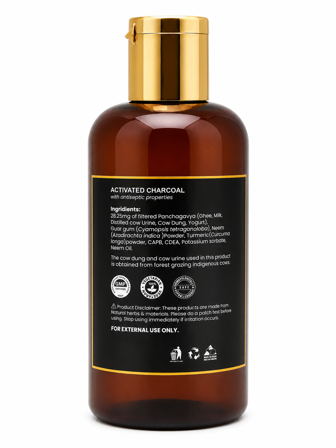 Cowpathy Panchagavya Activated Charcoal Face Wash | Ayurvedic Herbal Face Cleanser with Neem & Turmeric | Deep Cleansing, Oil Control & Natural Glow | Sulphate, Paraben & Soap Free, 100ml