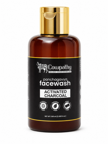 Cowpathy Panchagavya Activated Charcoal Face Wash | Ayurvedic Herbal Face Cleanser with Neem & Turmeric | Deep Cleansing, Oil Control & Natural Glow | Sulphate, Paraben & Soap Free, 100ml