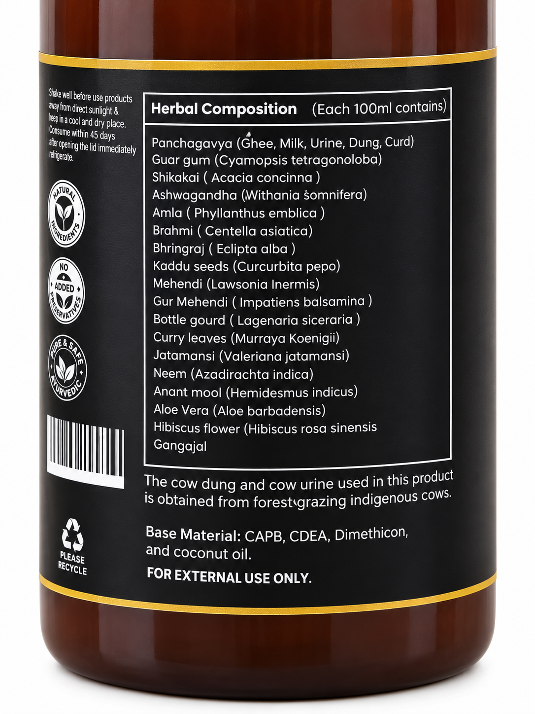 Cowpathy Panchagavya Herbal Shampoo with Activated Charcoal | Sulphate & Paraben Free | Panchagavya Hair Care Shampoo, 100 ml