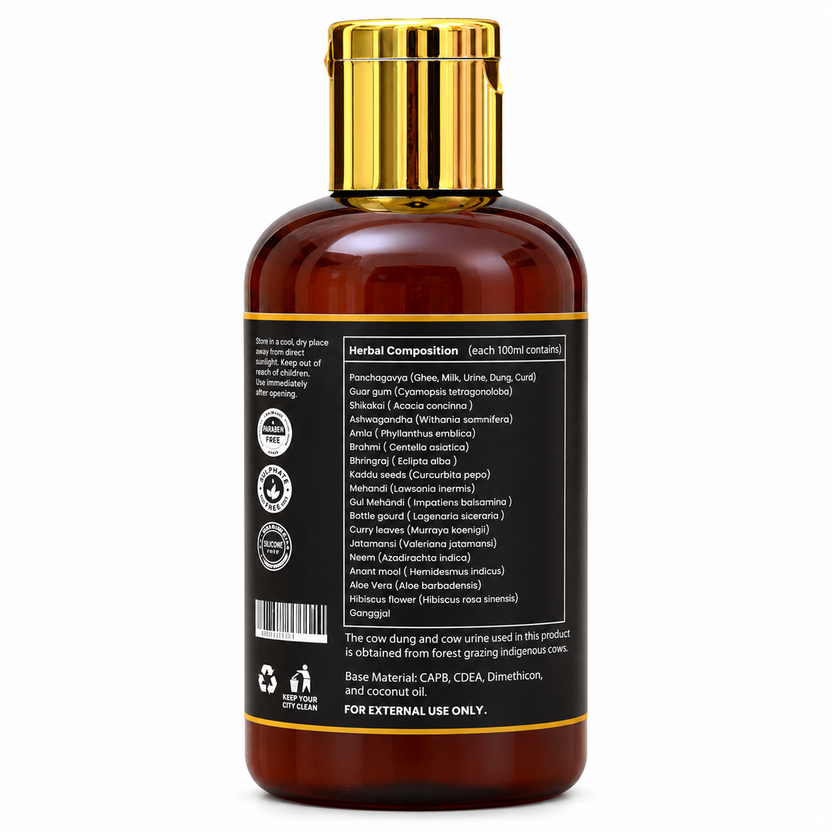 Cowpathy Panchagavya Herbal Shampoo with Activated Charcoal | Sulphate & Paraben Free | Panchagavya Hair Care Shampoo, 100 ml