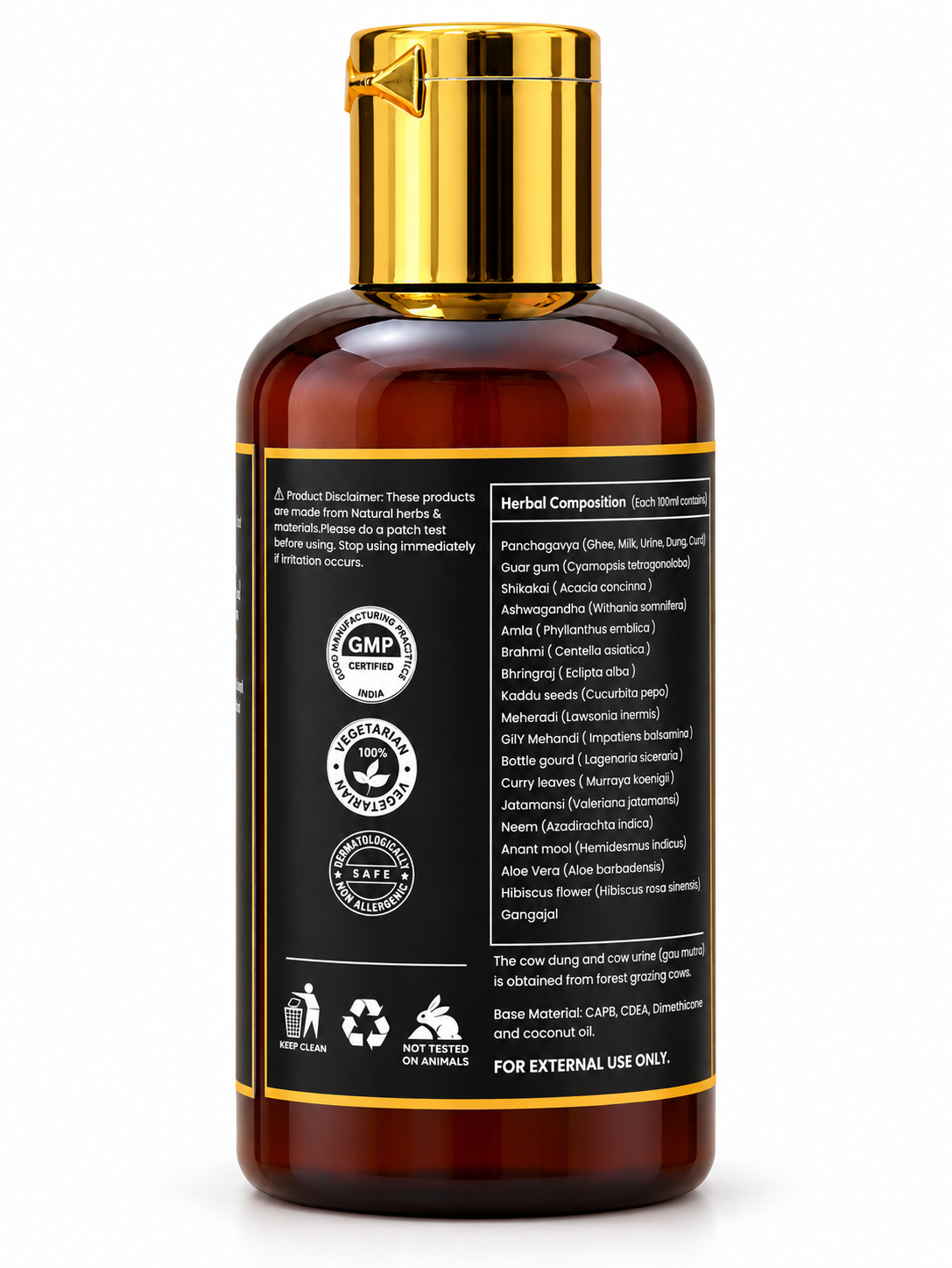 Cowpathy Panchagavya Herbal Shampoo with Activated Charcoal | Sulphate & Paraben Free | Panchagavya Hair Care Shampoo, 100 ml