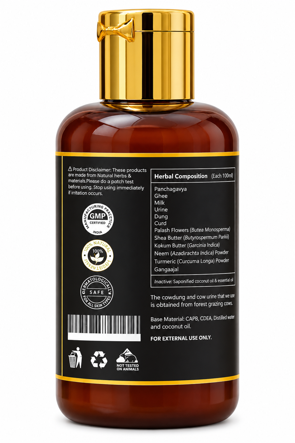 Cowpathy Panchagavya Shower Gel with Activated Charcoal – Natural Butter & Herbal Body Wash, 100ml