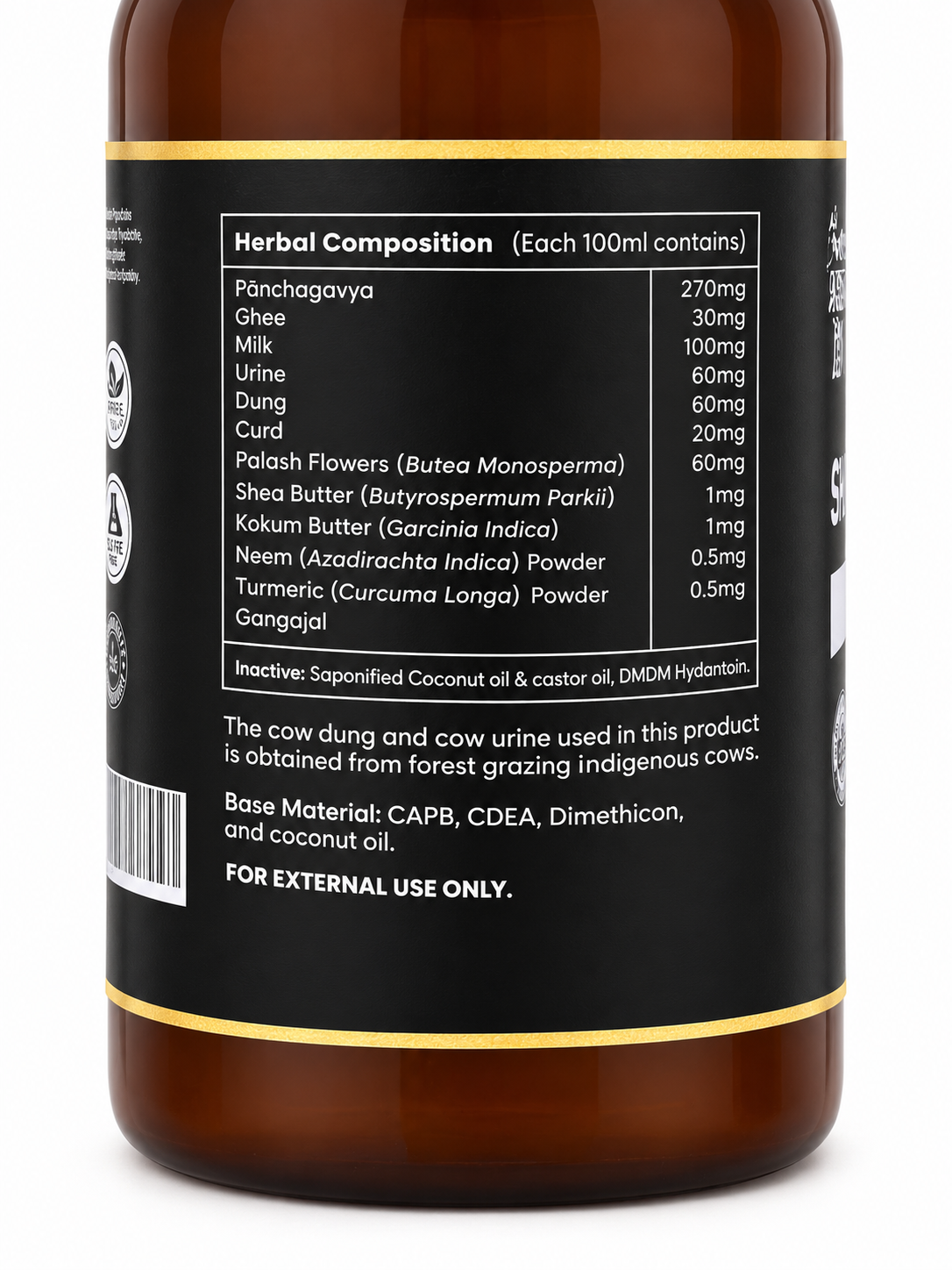 Cowpathy Panchagavya Shower Gel with Activated Charcoal – Natural Butter & Herbal Body Wash, 100ml