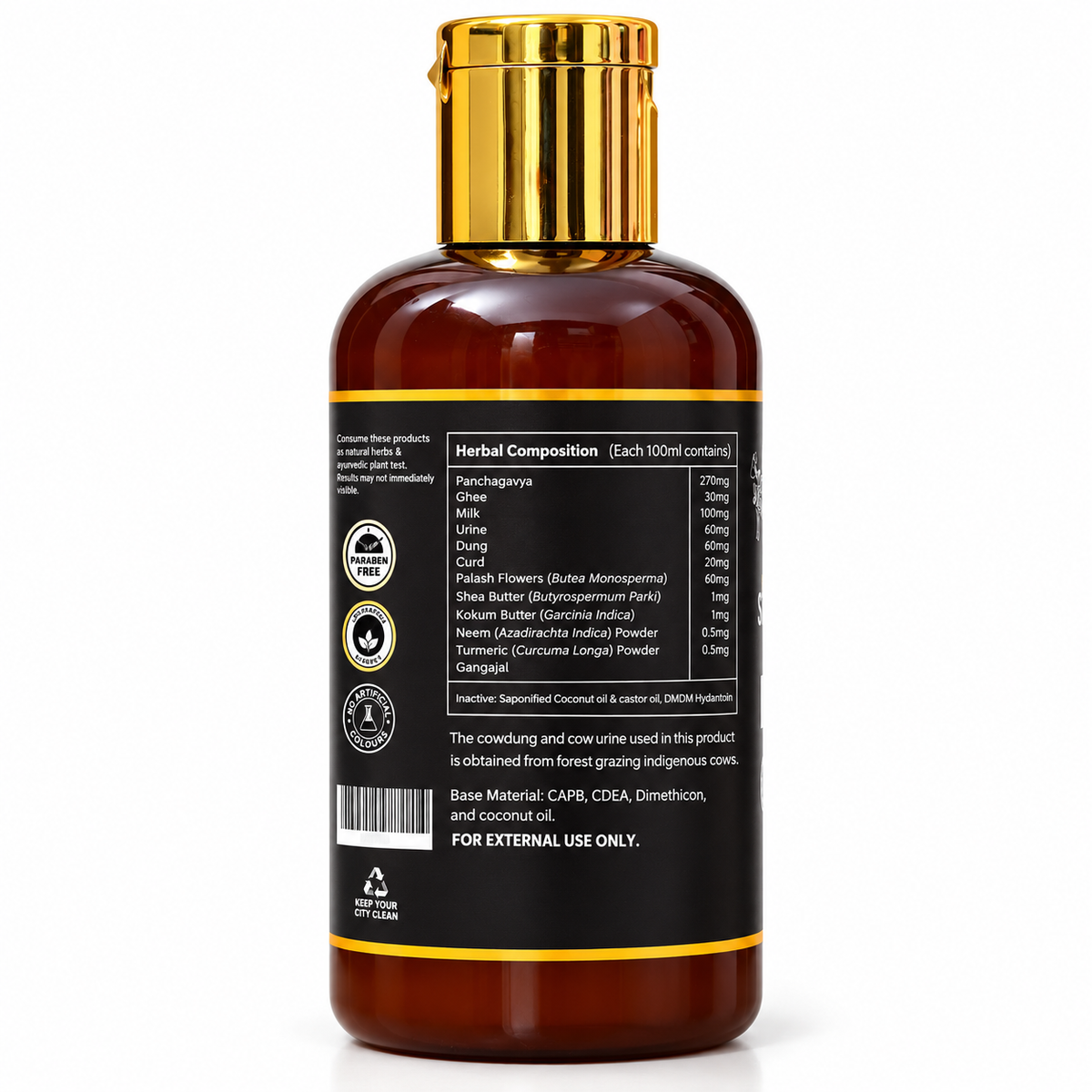 Cowpathy Panchagavya Shower Gel with Activated Charcoal – Natural Butter & Herbal Body Wash, 100ml