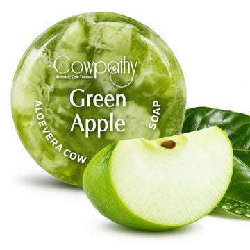 Cowpathy Handmade Cow Urine Soap – Green Apple | Made with Gau Arka, Aloe Vera & Natural Oils, 100gm
