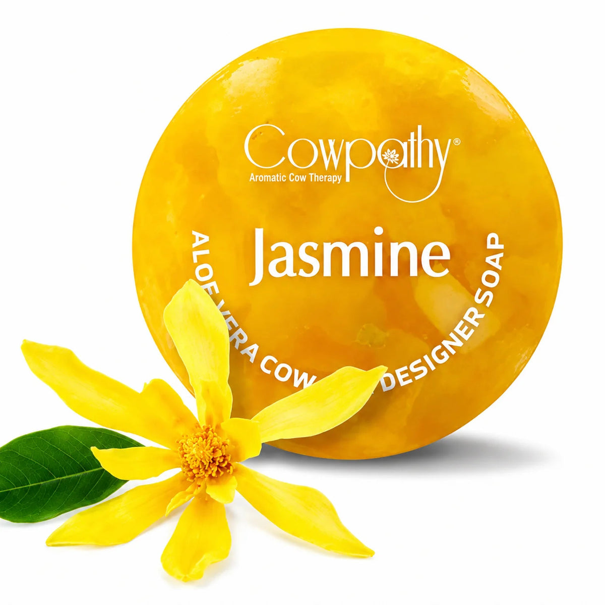 Cowpathy Handmade Cow Urine Soap – Jasmine | Made with Gau Arka, Aloe Vera & Natural Oils, 100gm