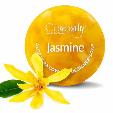 Cowpathy Handmade Cow Urine Soap – Jasmine | Made with Gau Arka, Aloe Vera & Natural Oils, 100gm
